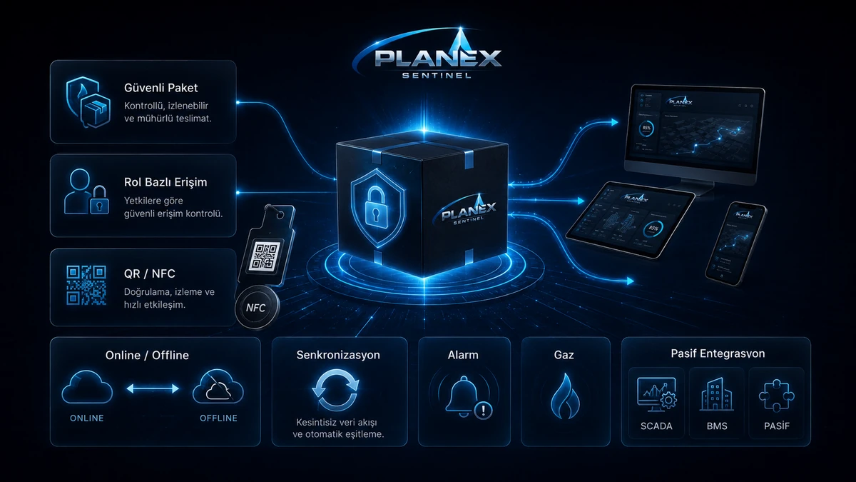Planex Sentinel güvenlik rol bazlı erişim ve offline paket görseli